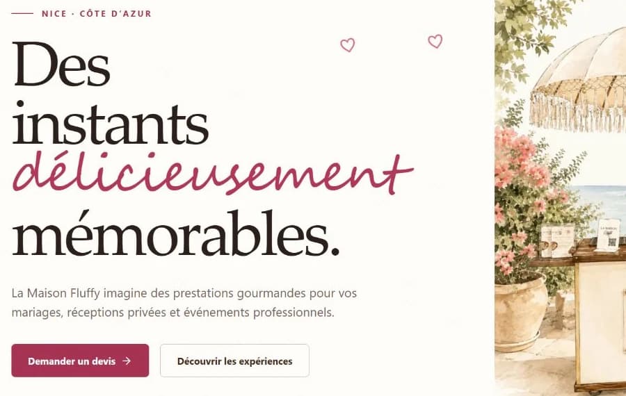 L’accueil du site La Maison Fluffy prolonge l’univers du stand